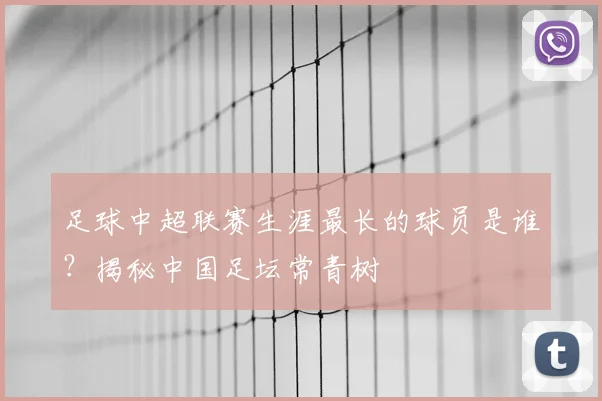 足球中超联赛生涯最长的球员是谁？揭秘中国足坛常青树
